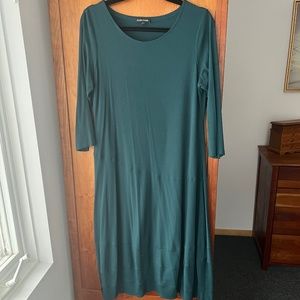 Eileen Fisher green dress and matching scarf